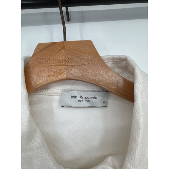 Lola & Sophie Womens Ivory foiled animal print denim jacket cropped size medium - Picture 2 of 4